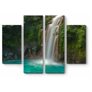 Модульная картина Лазурь вод затерянного водопада, Коста Рика90x68
