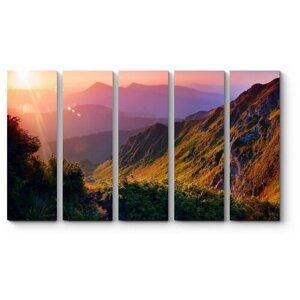 Модульная картина Летний пейзаж в горах на рассвете 120x72
