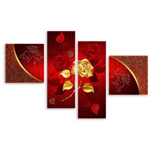 Модульная картина на холсте "Золотая роза" 120x78 см