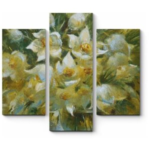 Модульная картина Первые цветы весны в прозрачной вазе 150x135