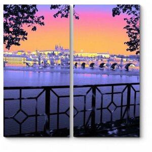 Модульная картина Радужный закат над Прагой 160x160