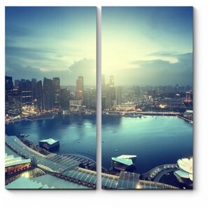 Модульная картина Сингапур на закате 80x80