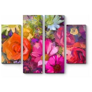 Модульная картина Яркий букет цветов 130x98