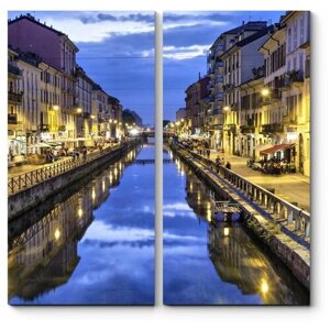 Модульная картина Зеркальная гладь Большого Миланского канала 120x120