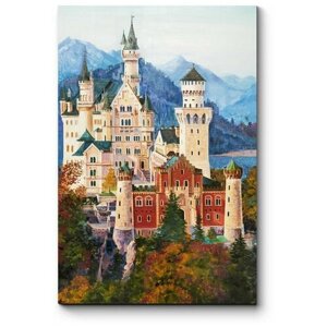 Модульная картина Живопись замка Нойшванштайн в Баварии 50x75