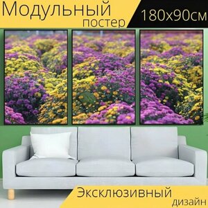 Модульный постер "Цветы, сад, обои на стену" 180 x 90 см. для интерьера