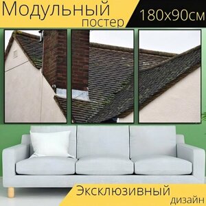 Модульный постер "Крыша, фронтон, дом" 180 x 90 см. для интерьера