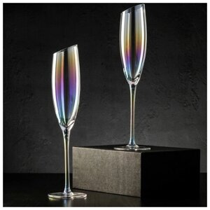 Набор бокалов для шампанского Иллюзия, 180 мл, 5,5х27,5 см, 2 шт, цвет перламутровый