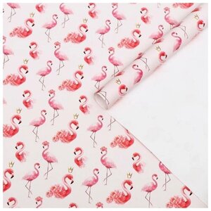 Набор бумаги упаковочной глянцевой "Фламинго", 2 листа 50 70 см