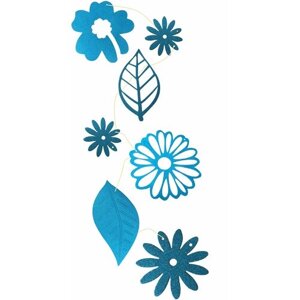 Набор декоративных украшений Цветы и листья бумажные с блестками, цвет голубой
