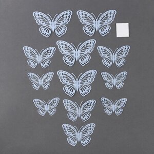 Набор для украшения «Бабочки», набор 12 шт, цвет макарун голубой (комплект из 20 шт)