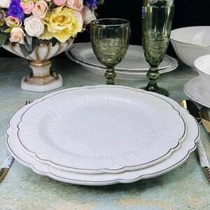 Набор фарфоровых тарелок на 6 персон Orchidea Lenardi 26 см, тарелки из фарфора 6 шт. набор посуды
