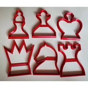 Набор форм для выпечки имбирных пряников/ печенья в виде шахматных фигур Конь, Пешка, Слон, Ладья, Король, Ферзь