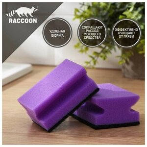 Набор губок для мытья посуды Raccoon «Фьюжн», 2 шт, 9,574,4 см, цвет фиолетовый