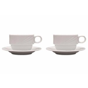 Набор из 2 чайных чашек "Arcadia" 11х7,5х6,5 см, 180 мл, белый, фарфор, Lubiana, 0504