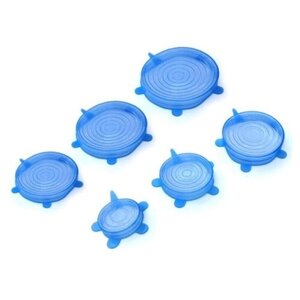 Набор крышек для посуды универсальные силиконовые, 6 шт. Синий