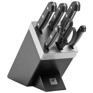 Набор кухонных ножей ZWILLING Gourmet, 36133-210, 7 предметов, с блоком для самозаточки ножей (черный)