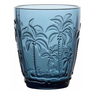 Набор стаканов из стекла 6 шт. Арсенал, узор пальма, 295 мл, голубой