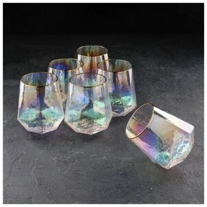 Набор стеклянных стаканов Magistro «Дарио», 450 мл, 1011,5 см, 6 шт, цвет перламутровый