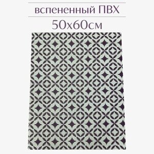 Напольный коврик для ванной из вспененного ПВХ 50x60 см, фиолетовый/белый, с рисунком