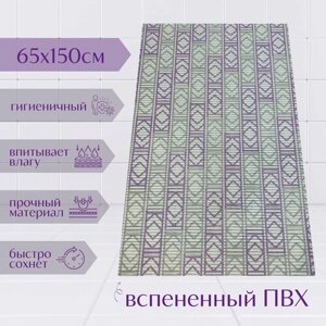 Напольный коврик для ванной из вспененного ПВХ 65x150 см, фиолетовый/белый/серый, с рисунком