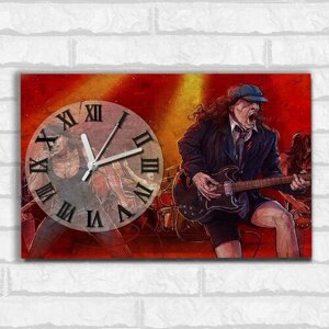 Настенные бесшумные часы ОСБ со смещенным циферблатом Музыка AC DC (Эй си ди си Рок, Глэм Рок, Rock, Панк ) - 2517