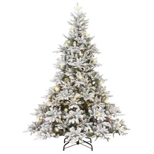 National Tree Company Искусственная елка с огоньками Андорра заснеженная 183 см, 250 теплых белых ламп, литая + ПВХ 31HANF60L