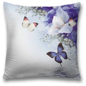 Наволочка декоративная на молнии, чехол на подушку JoyArty "Бабочки над водой" 45х45 см