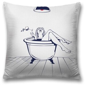 Наволочка декоративная на молнии, чехол на подушку JoyArty "Девушка в ванной" 45х45 см