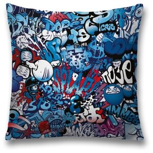 Наволочка декоративная на молнии, чехол на подушку JoyArty "Граффити с надписью" 45х45 см