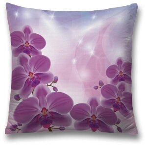 Наволочка декоративная на молнии, чехол на подушку JoyArty "Веточки орхидеи" 45х45 см