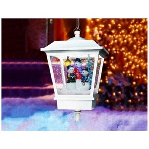 Новогодний фонарик снежный "Сказочный вечер" со снеговиками, белый, тёплый белый LED-огонь, музыка, 45 см, Peha Magic
