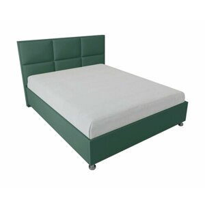 Односпальная кровать Корсика 120x200 с подъемным механизмом и с коробом для белья велюр зеленый ножки 13 см хром