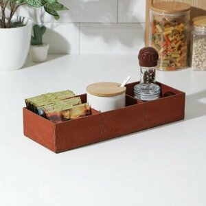 Органайзер деревянный для чая и кухонных принадлежностей Доляна, 33126 см, цвет мокко