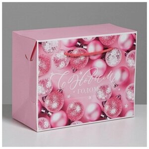 Пакет-коробка «Розовые шары», 23 18 11 см