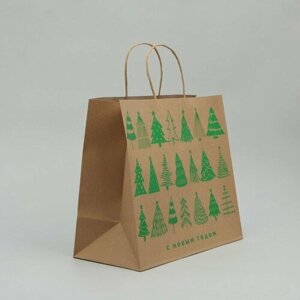 Пакет подарочный крафтовый Forest, 32 28 15 см