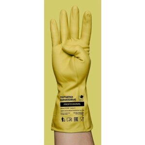 Перчатки хозяйственные виниловые, ТР ТС, M, желтый, 12 пар (PROFESSIONAL)