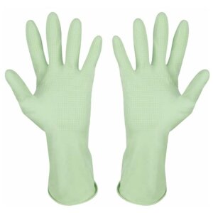 Перчатки латексные с хлопковым напылением, зеленые, р-р S 101278