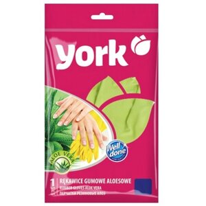 Перчатки резиновые латексные York, с экстрактом Алоэ, размер XL