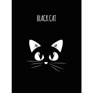 Плакат, постер на холсте Cat black/Черный кот/искусство/арт/абстракция/творчество. Размер 60 на 84 см