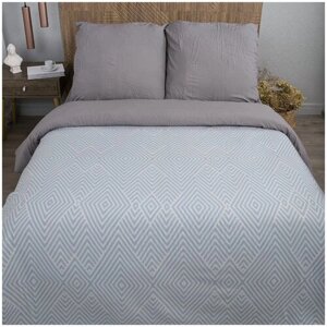 Плед флисовый на кровать, диван 130х170 "Геометрия" голубой