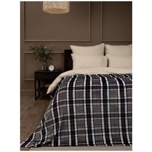 Плед TexRepublic Absolute flannel 150х200см, 1,5 спальный, фланелевый, покрывало на диван, теплый, мягкий, серый с геометрическим рисунком