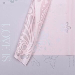 Пленка флористическая, "Бабочки любви", розовая 58х58см, 20 шт.