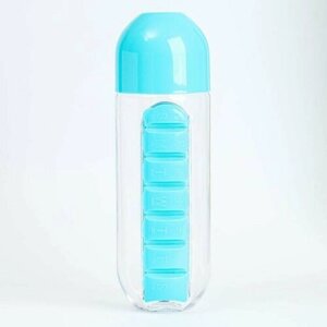 Подарки Бутылка для воды с таблетницей на неделю (700 мл)