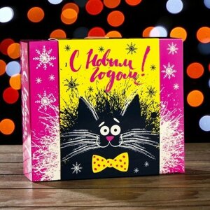 Подарочная коробка Черный кот,18,5 х 16 х 5,8 см 5 шт
