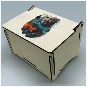 Подарочная коробка шкатулка с крышкой на петлях УФ рисунок размер 16,5x12,5 см игра Ведьмак Witcher - 84