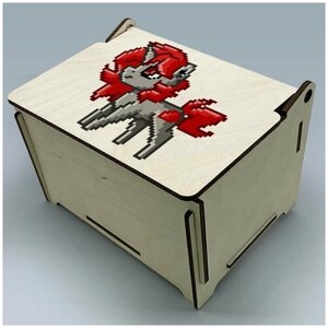 Подарочная коробка шкатулка с крышкой на петлях УФ рисунок размер 16,5x12,5 см pixel art единорог - 142
