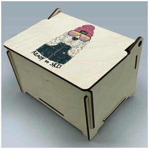Подарочная коробка шкатулка с крышкой на петлях УФ рисунок размер 16,5x12,5 см животные на стиле - 98