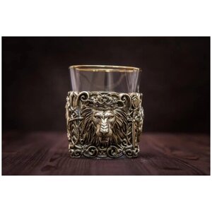 Подарочный бокал для виски, подарок знаку зодиака - лев, бокал в подарочной коробке "Царский лев"