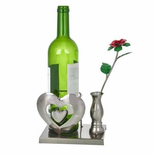 Подставка для бутылки металлическая "Романтика"элементы декора держатель дизайнерский для вина | сталь патина ручная работа